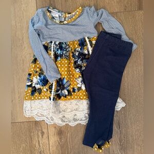 Bonnie Baby Blue and Yellow Floral Kids Matching Set